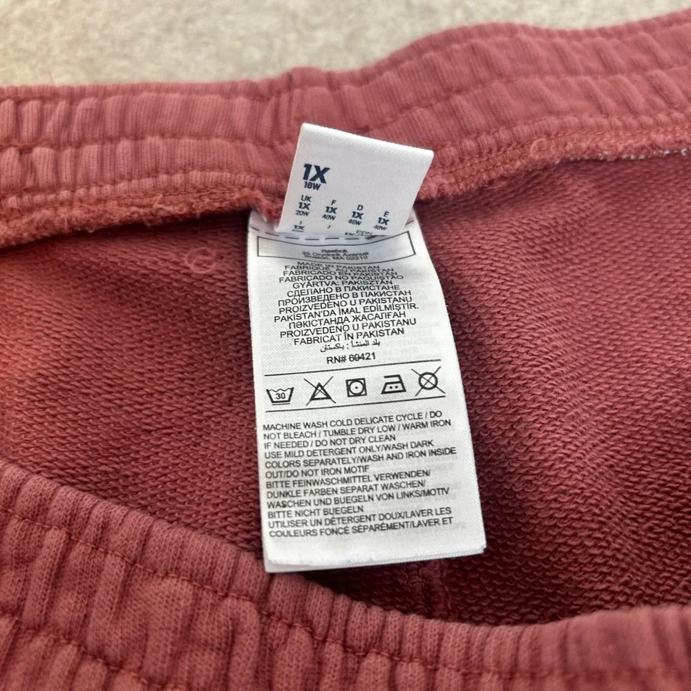 Reebok Sweatpants Men 1X Maroon Red Fleece Crop Side Slit Athletic